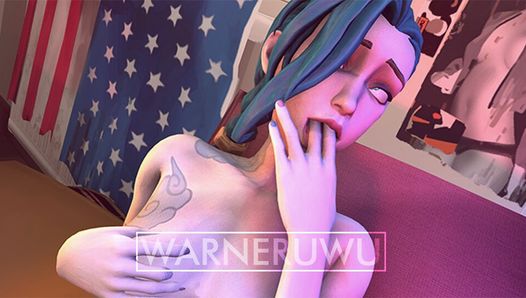 UWU – tiny little jinx ahegao girl fingering her mouth masturbates pussy in her stepbrother’s bedroom